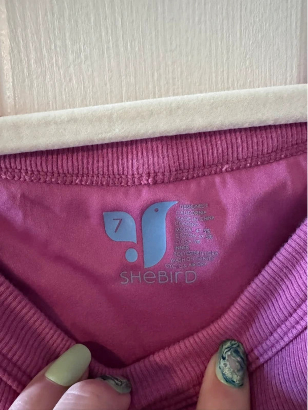 SheBird Pink Ribbed Built-In Bra Tank Top - Square Neck - 7/XL - Picture 2 of 6